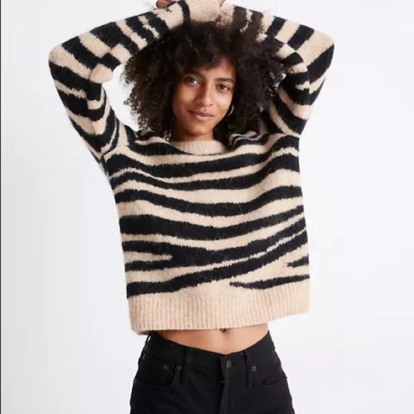 Madewell Tan/Black Zebra Sweater | Large | Worn Once - Picture 1 of 2